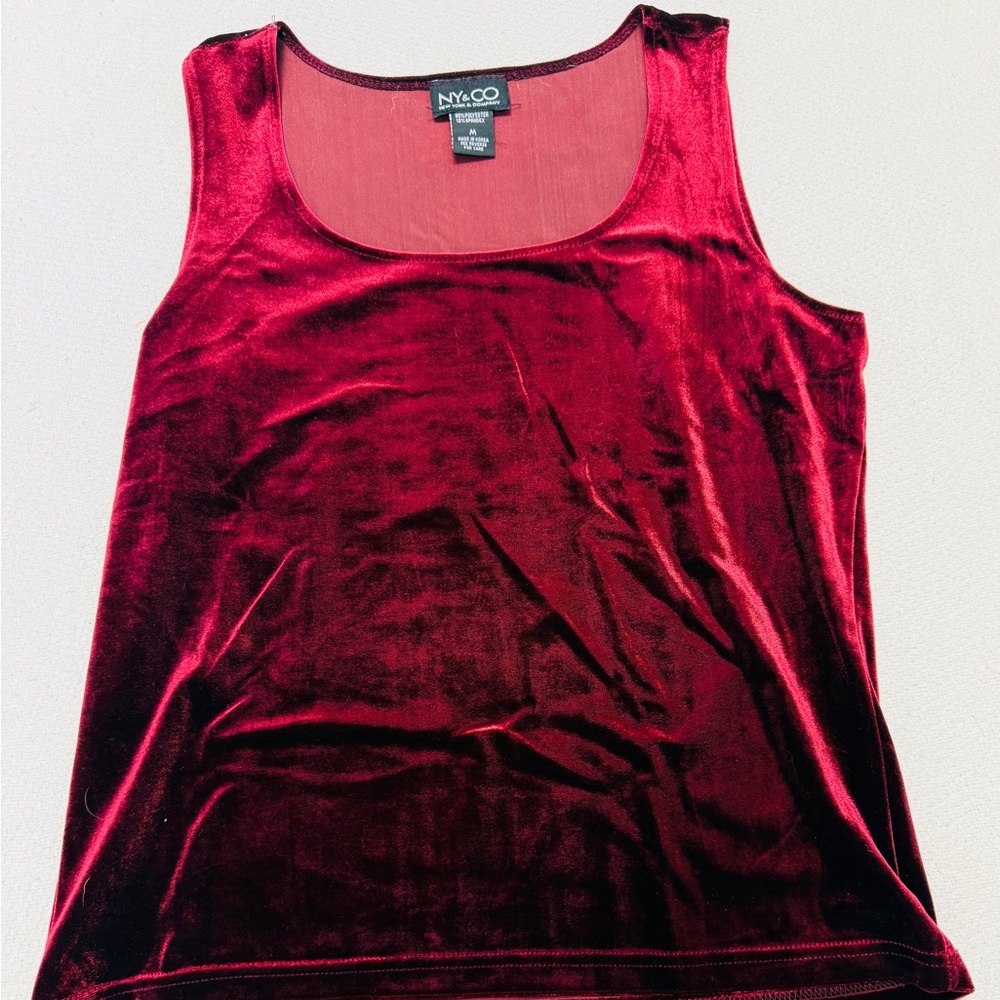 New York & Company Burgundy Velvet Tank Top